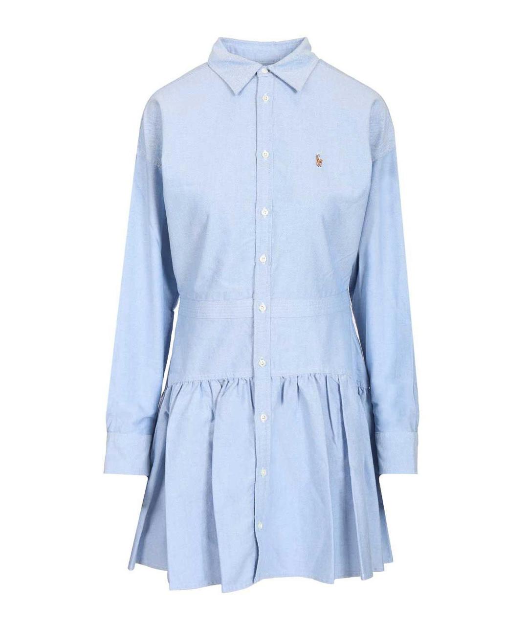 POLO RALPH LAUREN Голубое хлопковое повседневное платье, фото 1