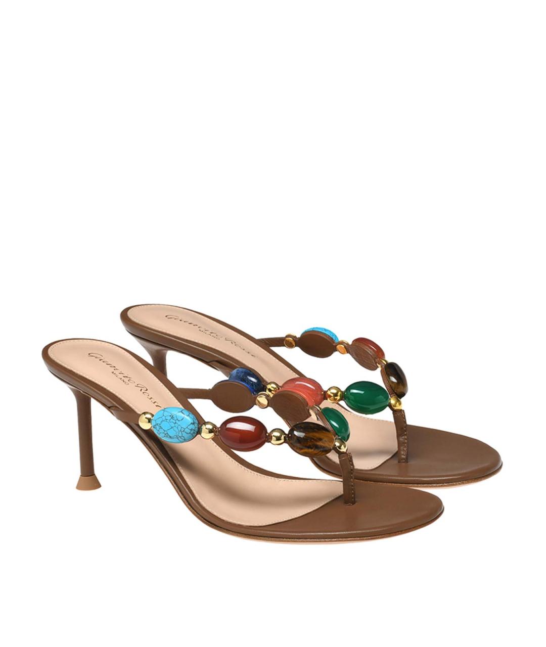 GIANVITO ROSSI Коричневые кожаные мюли, фото 2