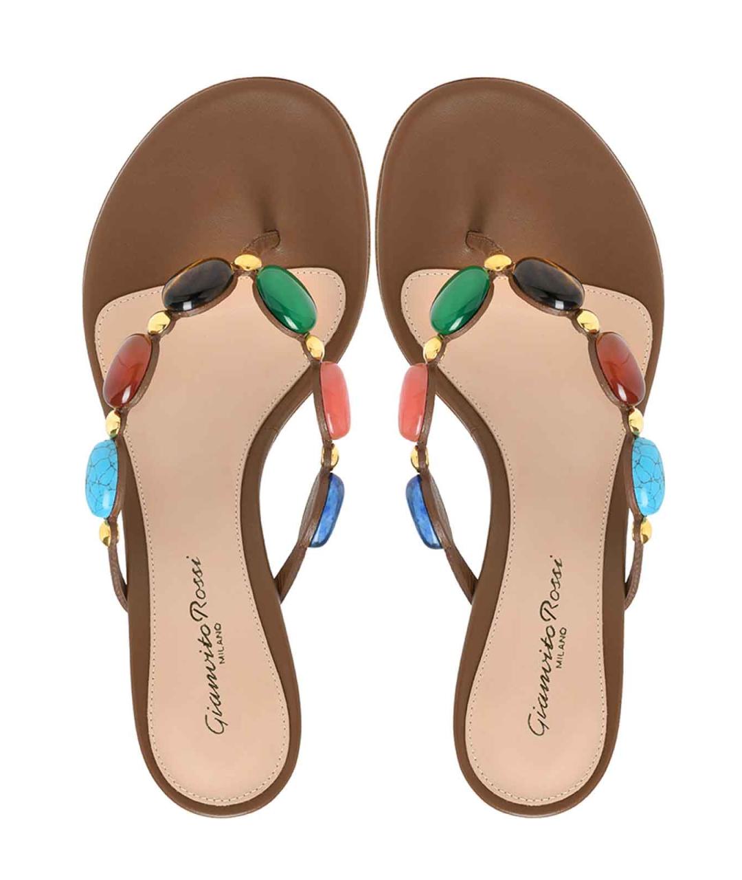 GIANVITO ROSSI Коричневые кожаные мюли, фото 3