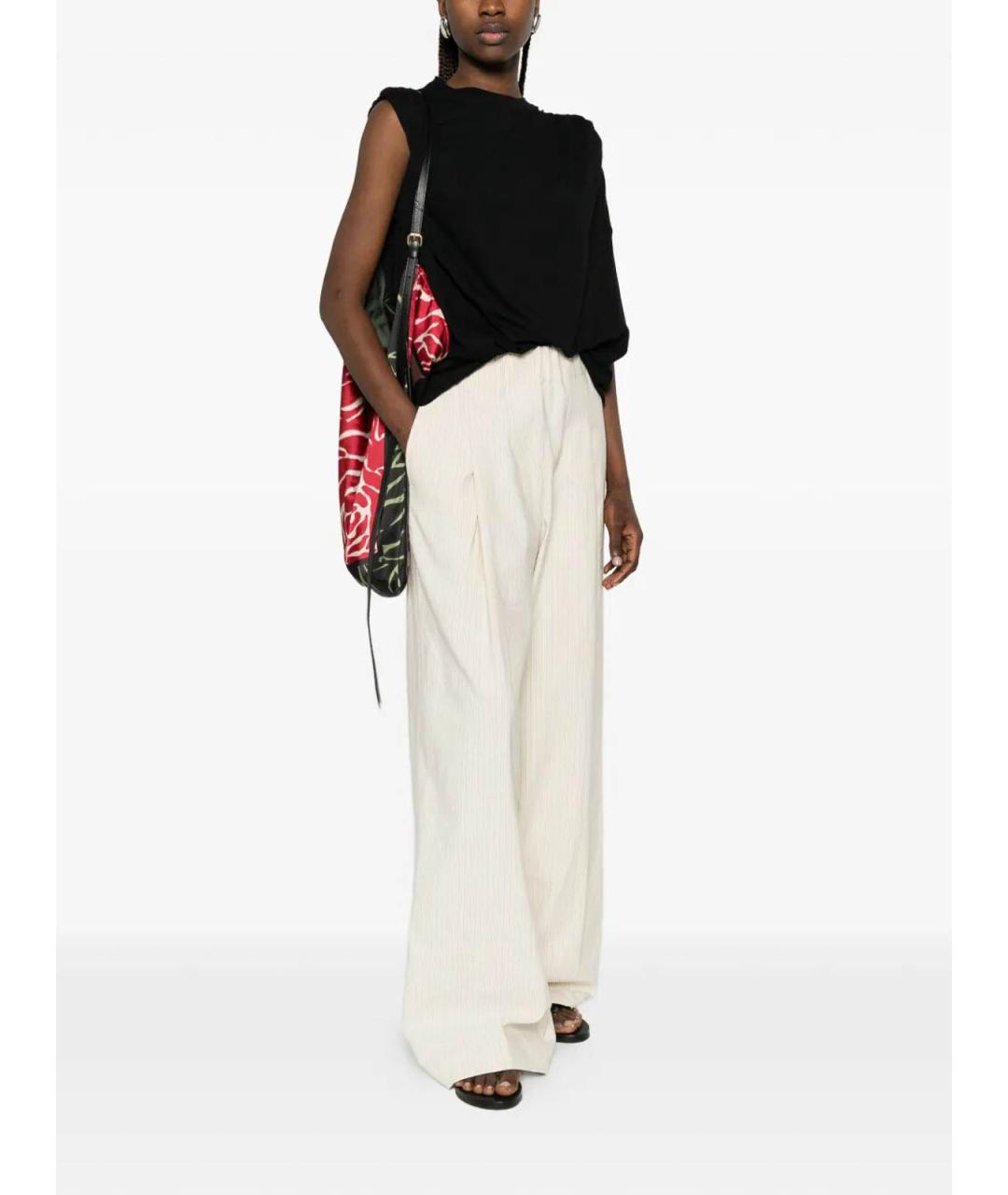 DRIES VAN NOTEN Белые хлопковые брюки широкие, фото 4