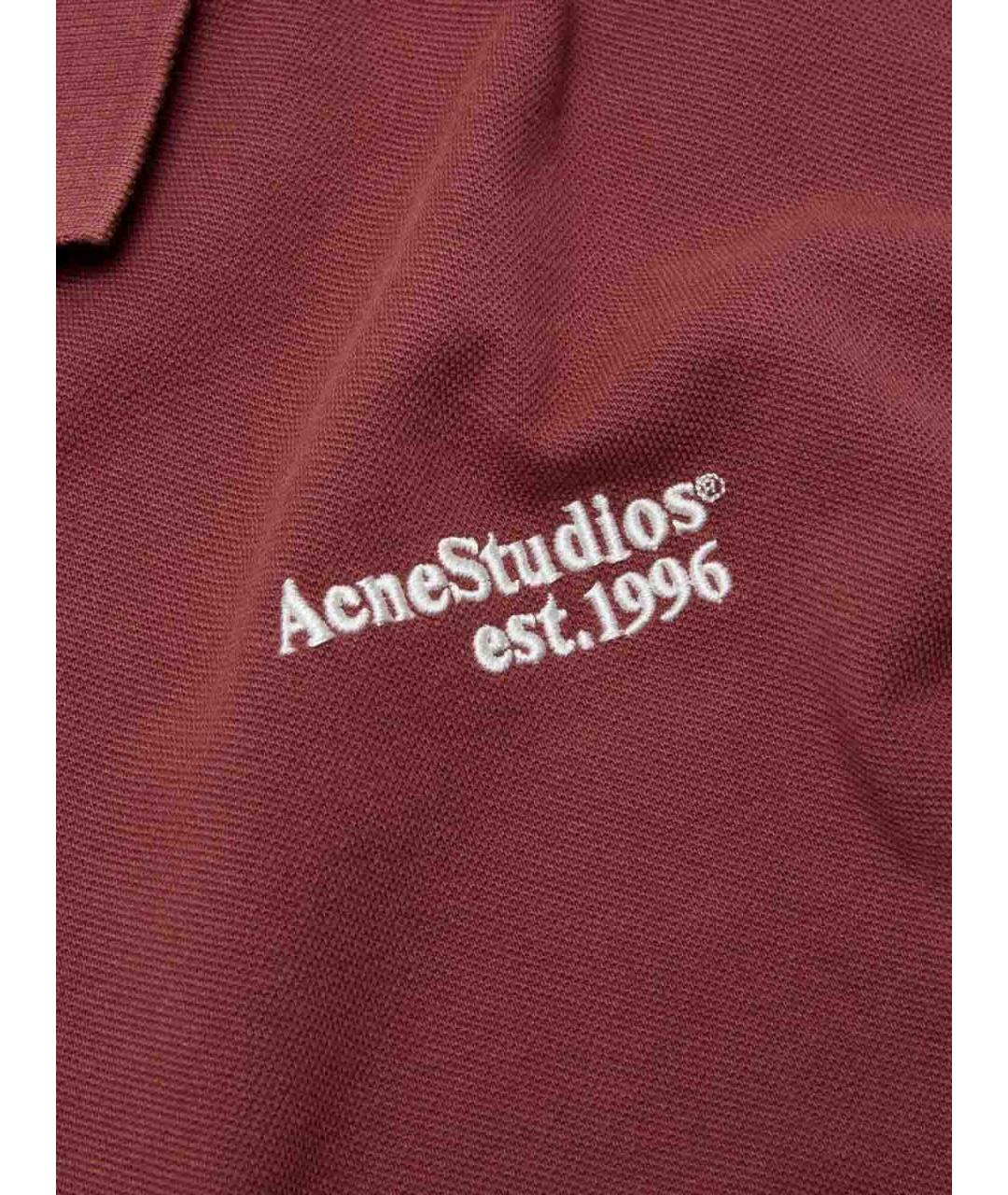 ACNE STUDIOS Красное хлопковое поло с коротким рукавом, фото 3