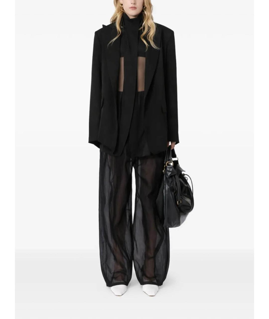SPORTMAX Черные хлопковые брюки широкие, фото 4