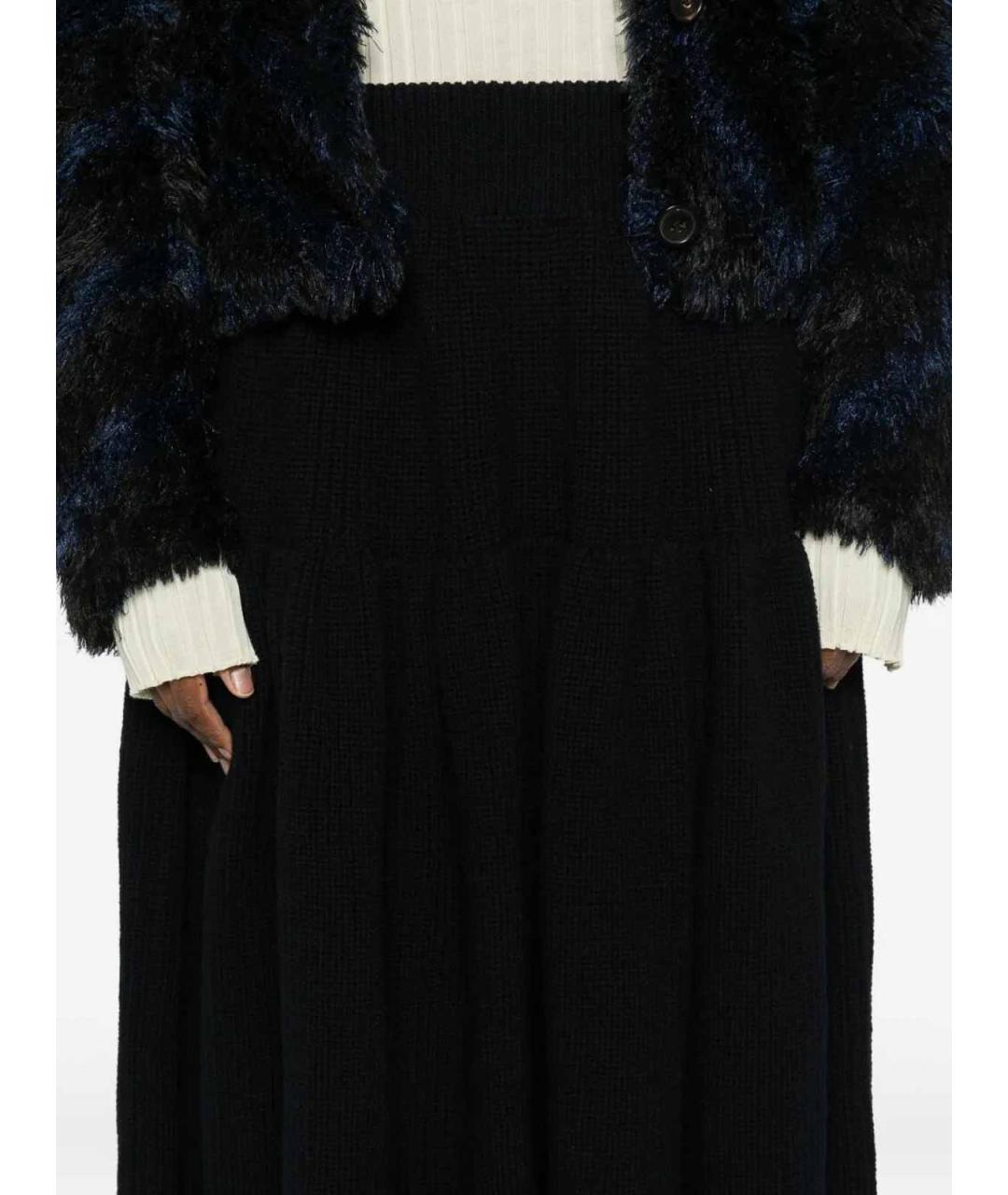 DRIES VAN NOTEN Черная шерстяная юбка миди, фото 5