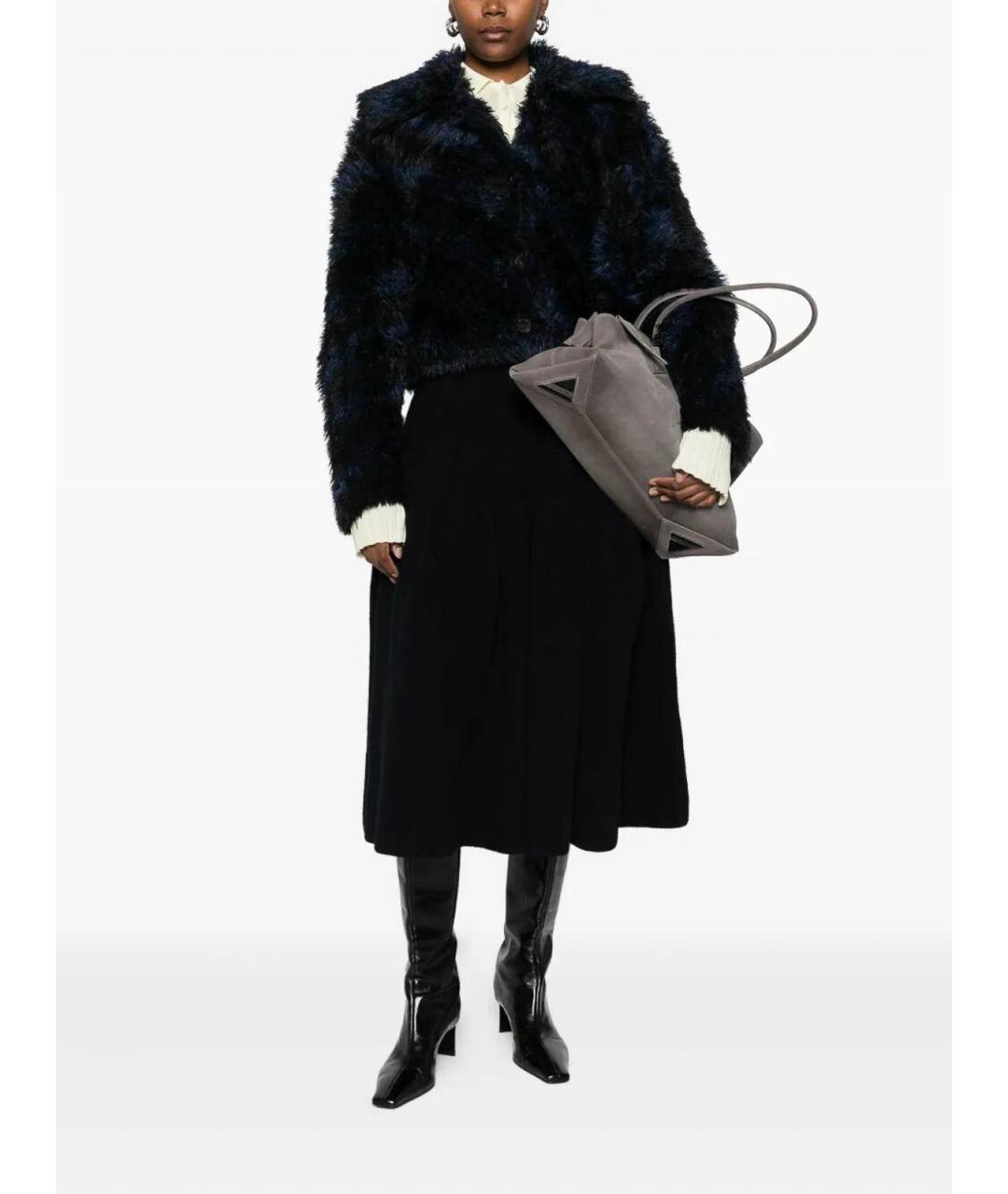 DRIES VAN NOTEN Черная шерстяная юбка миди, фото 4