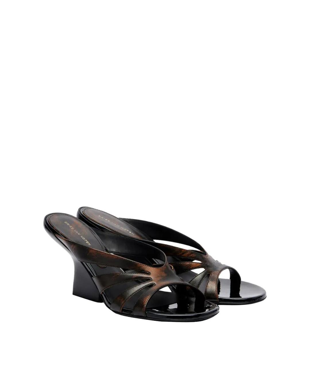 DRIES VAN NOTEN Коричневые кожаные мюли, фото 3