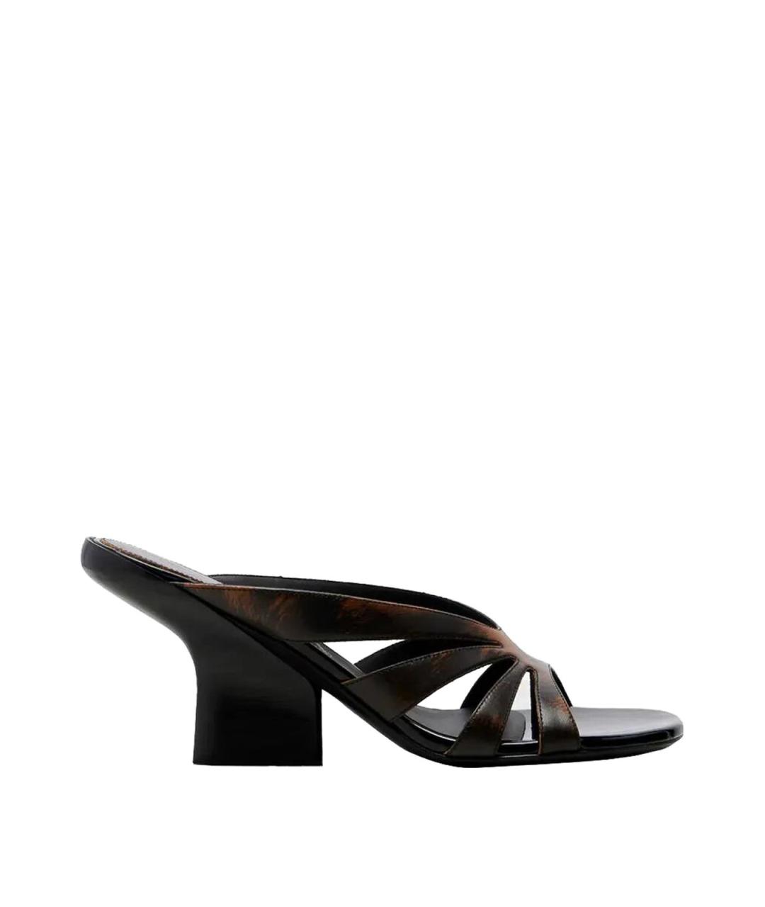 DRIES VAN NOTEN Коричневые кожаные мюли, фото 1