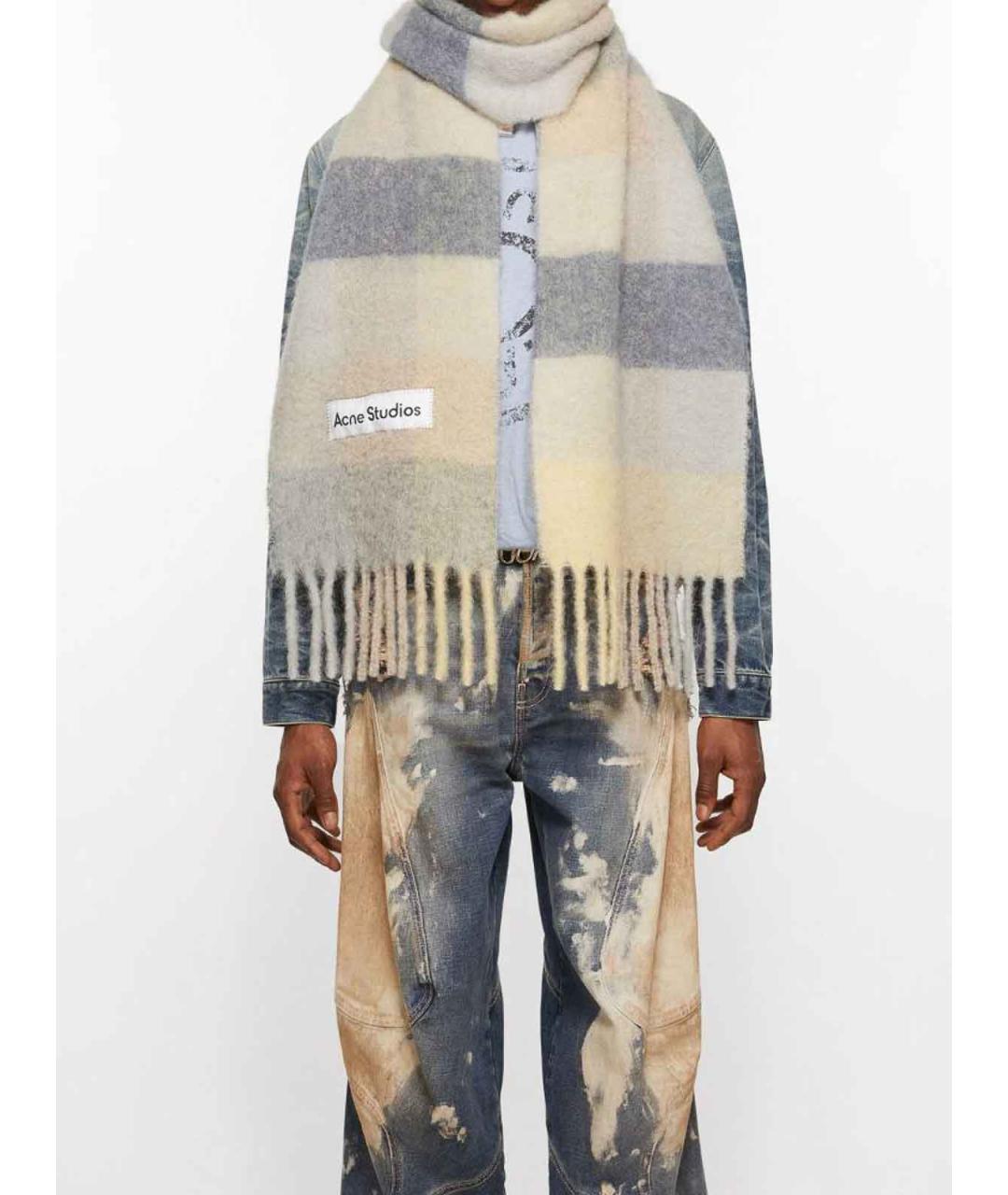ACNE STUDIOS Бежевый шерстяной шарф, фото 3