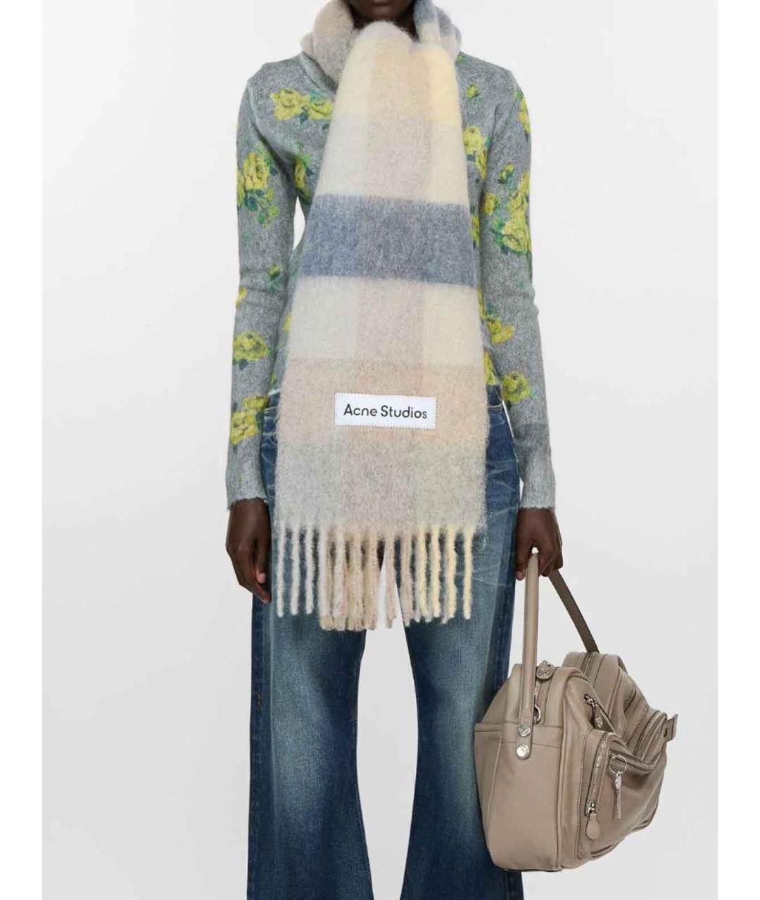 ACNE STUDIOS Бежевый шерстяной шарф, фото 2