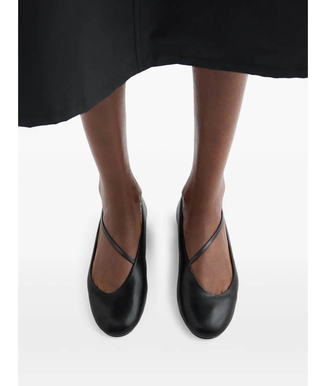 JIL SANDER Черные кожаные балетки, фото 4