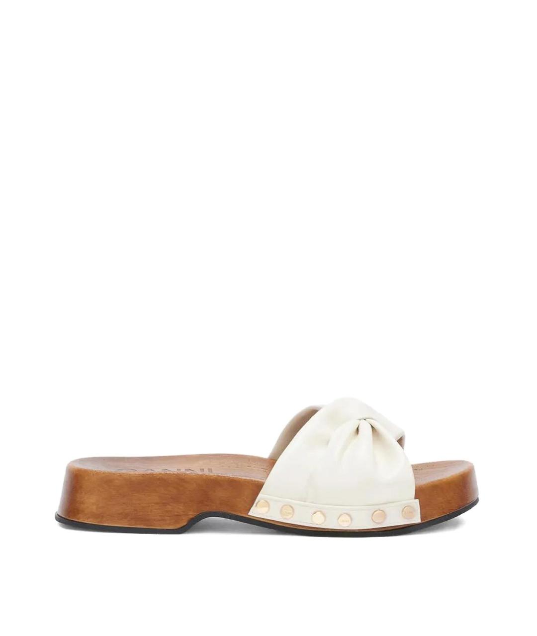 GANNI Белые кожаные сандалии, фото 1