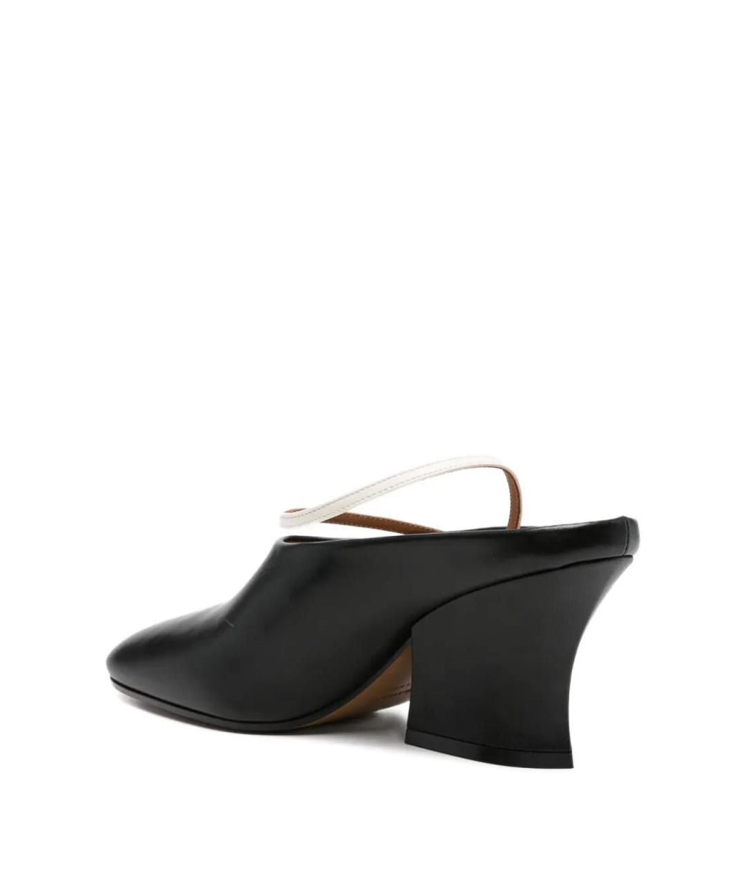 JIL SANDER Черные кожаные мюли, фото 3