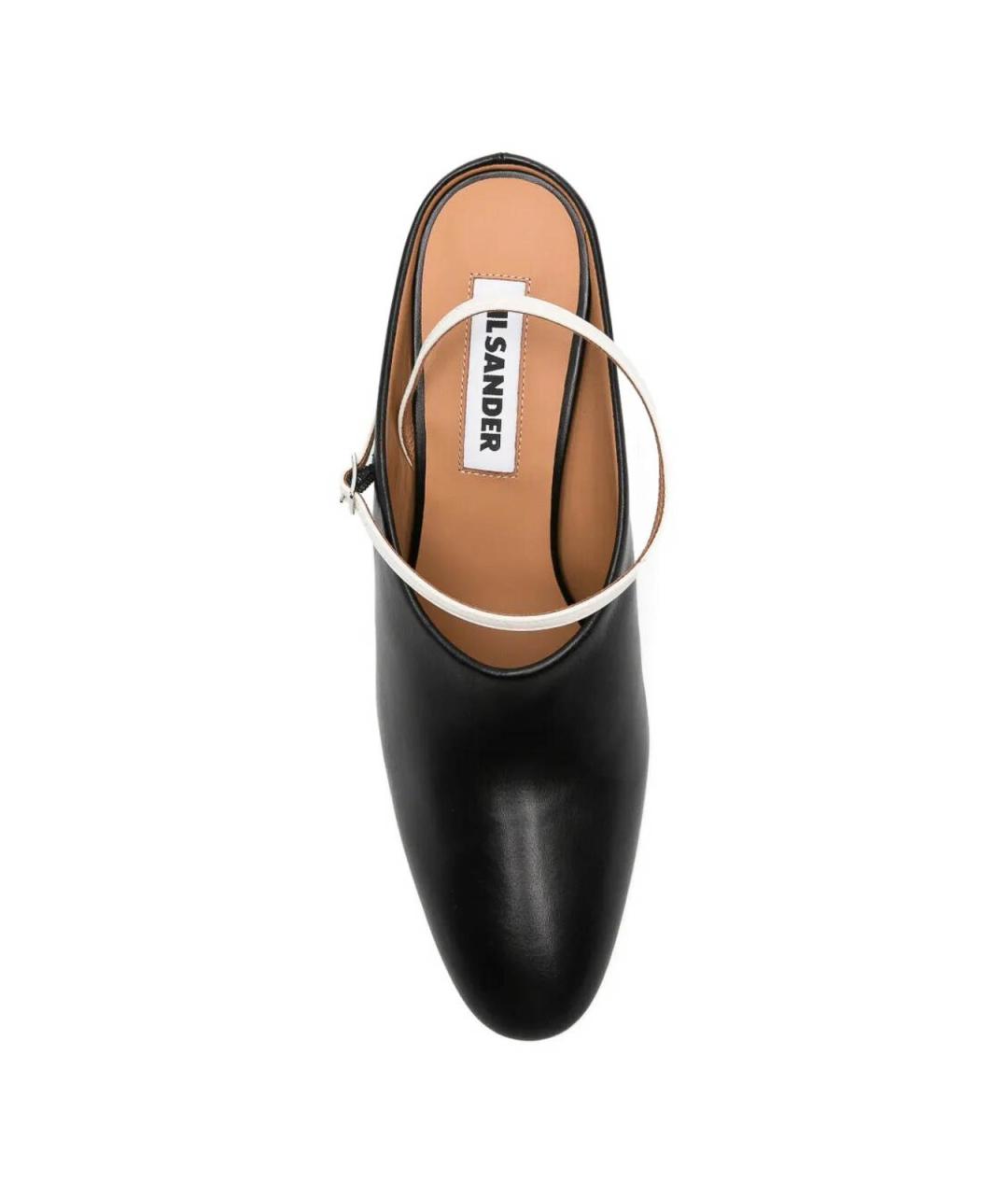 JIL SANDER Черные кожаные мюли, фото 2