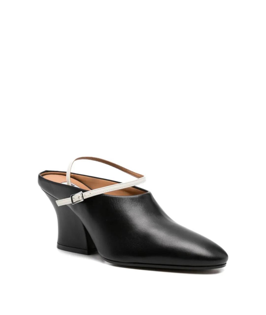 JIL SANDER Черные кожаные мюли, фото 4