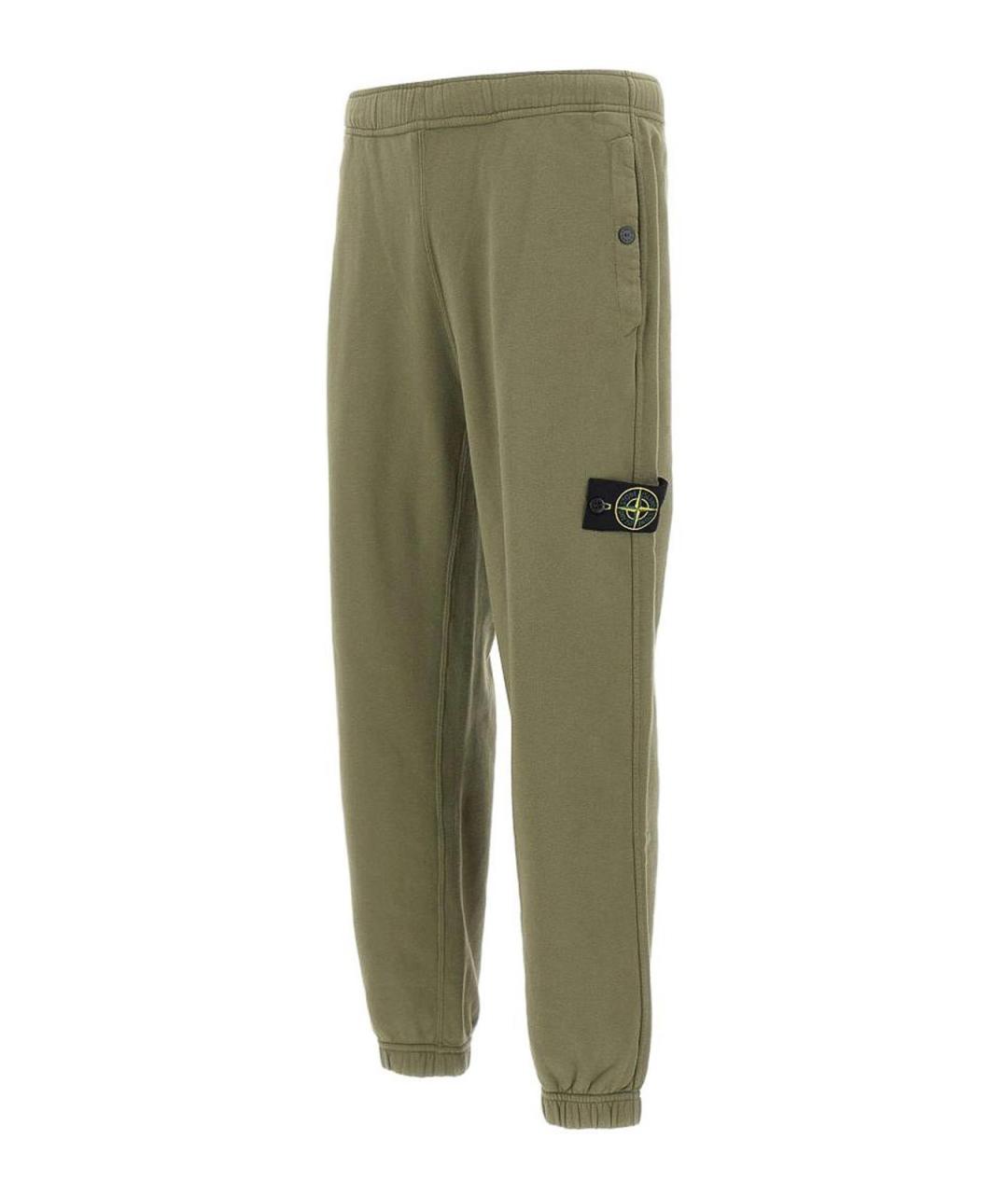 STONE ISLAND Зеленые хлопковые повседневные брюки, фото 2