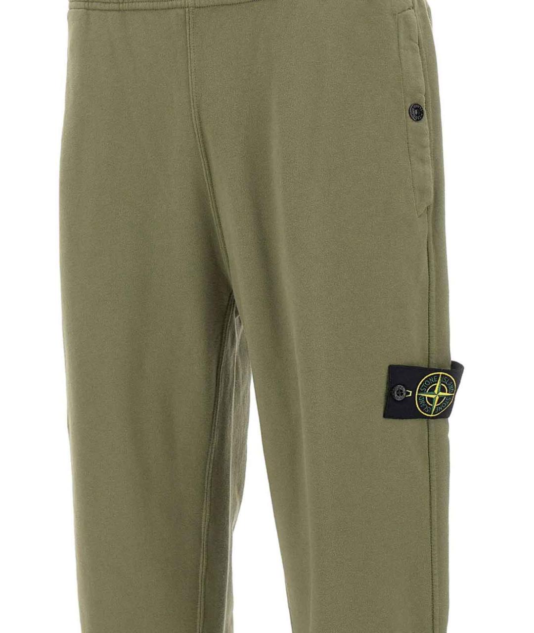 STONE ISLAND Зеленые хлопковые повседневные брюки, фото 4