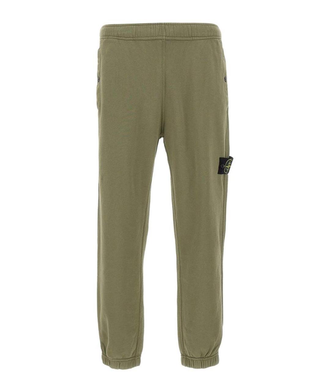 STONE ISLAND Зеленые хлопковые повседневные брюки, фото 1