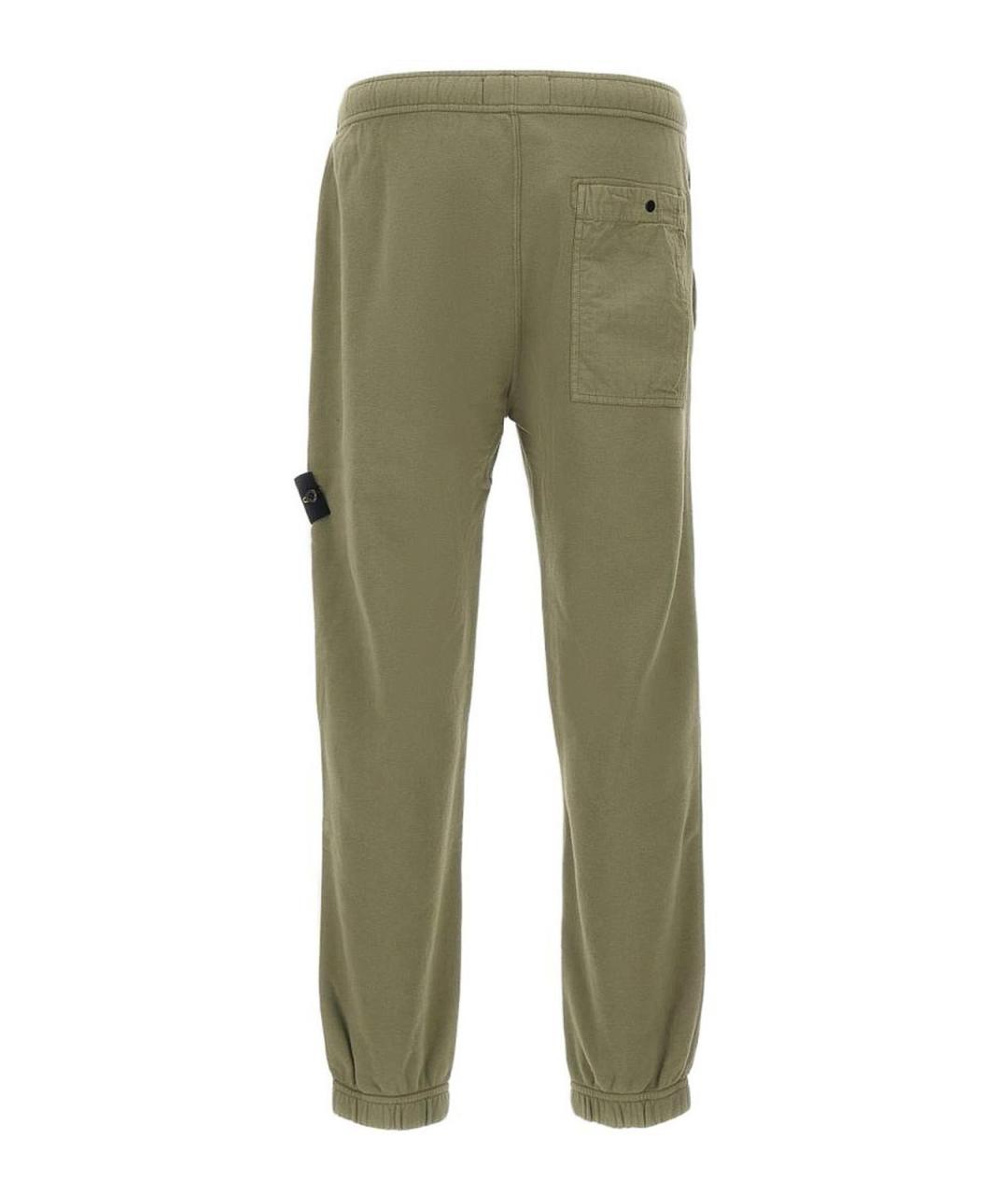 STONE ISLAND Зеленые хлопковые повседневные брюки, фото 3