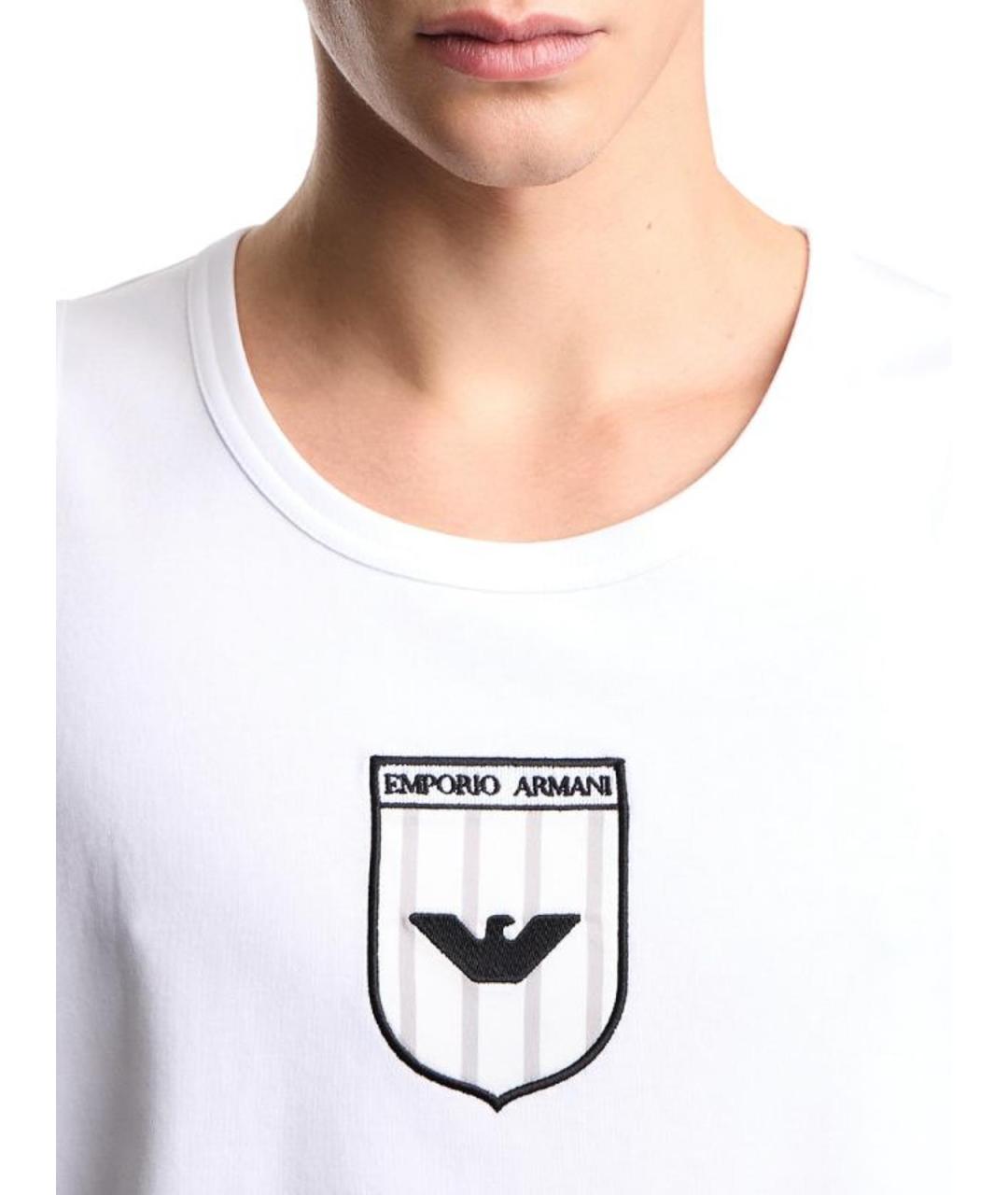 EMPORIO ARMANI Белая хлопковая майка, фото 4