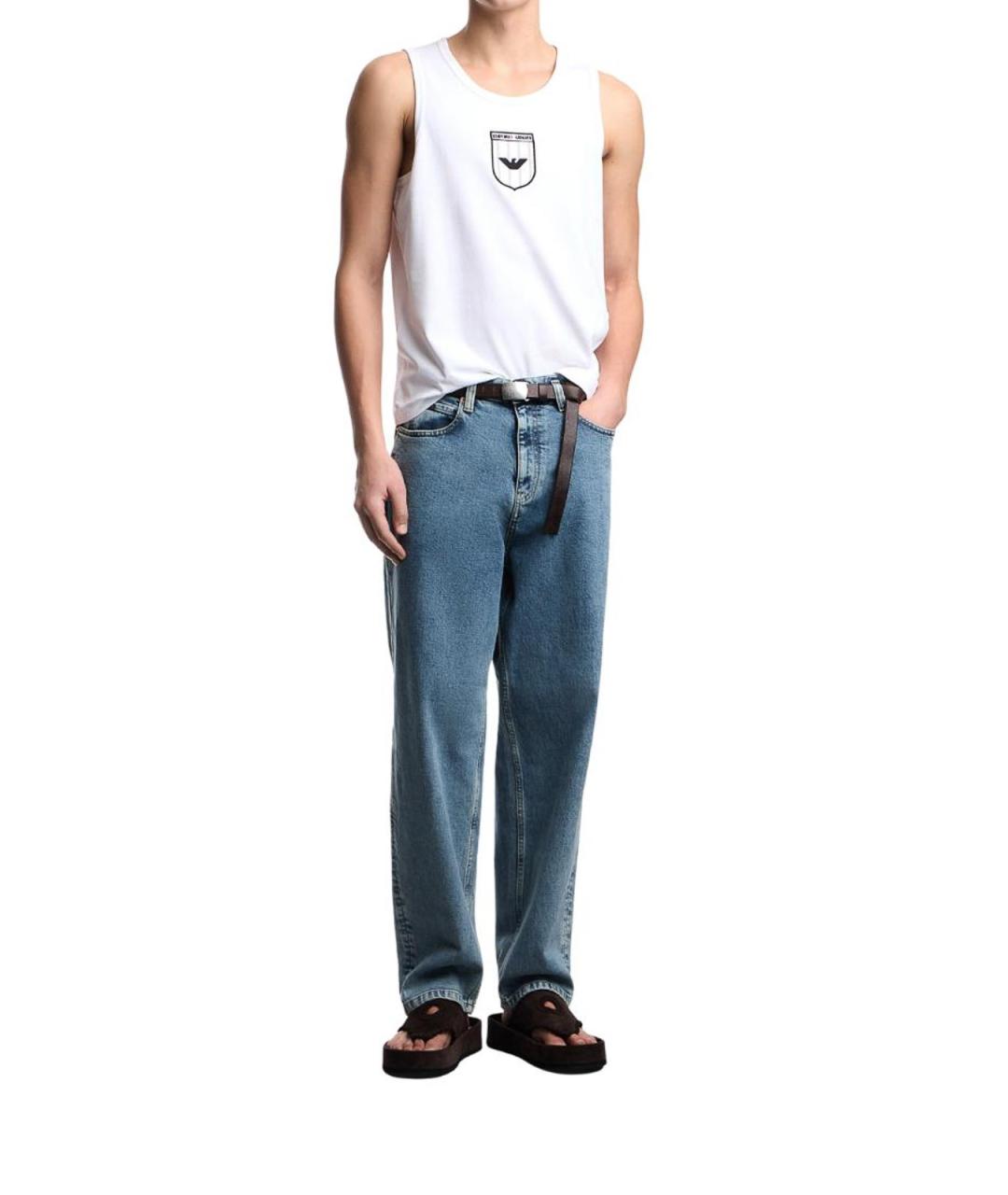 EMPORIO ARMANI Белая хлопковая майка, фото 2
