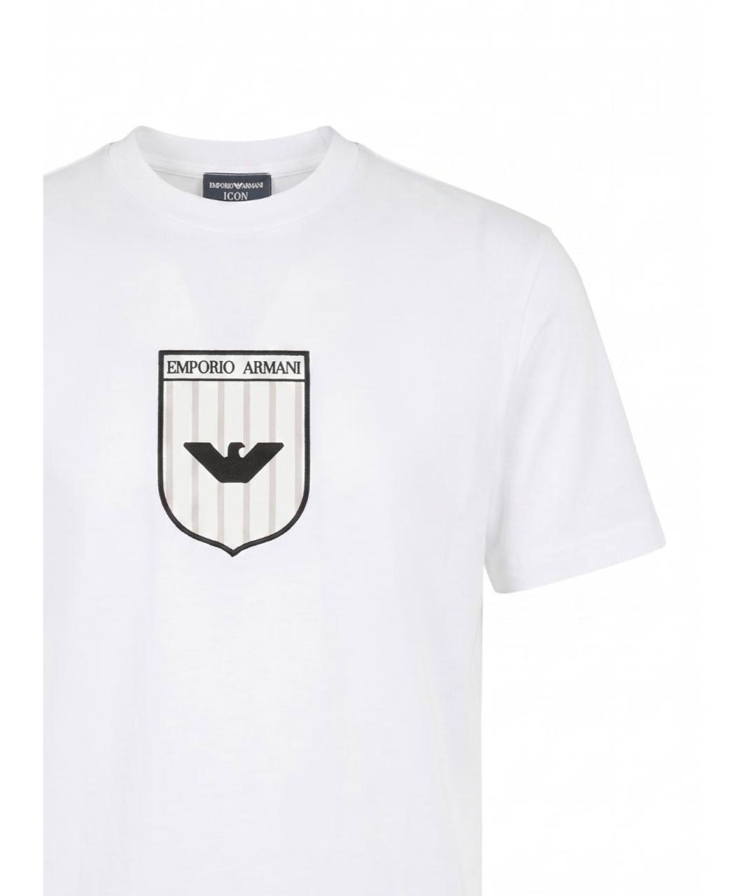 EMPORIO ARMANI Белая хлопковая футболка, фото 3