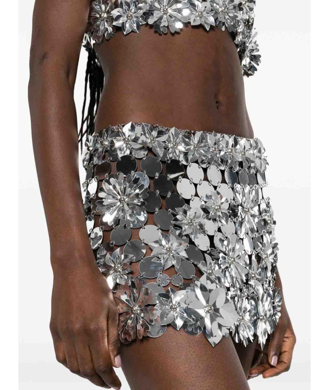 PACO RABANNE Серебряная юбка мини, фото 5