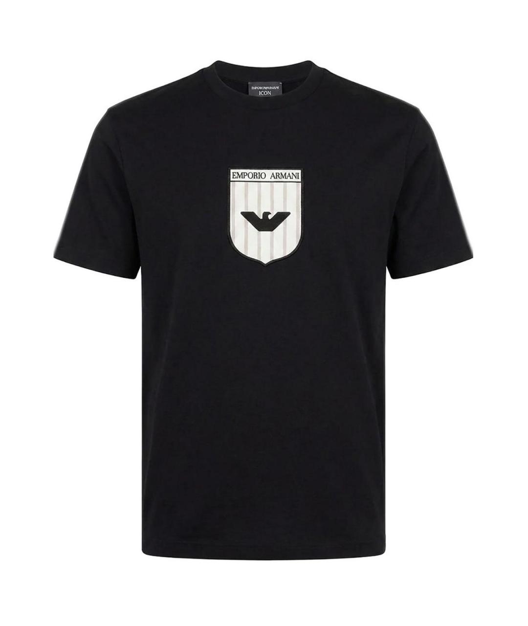 EMPORIO ARMANI Черная хлопковая футболка, фото 1