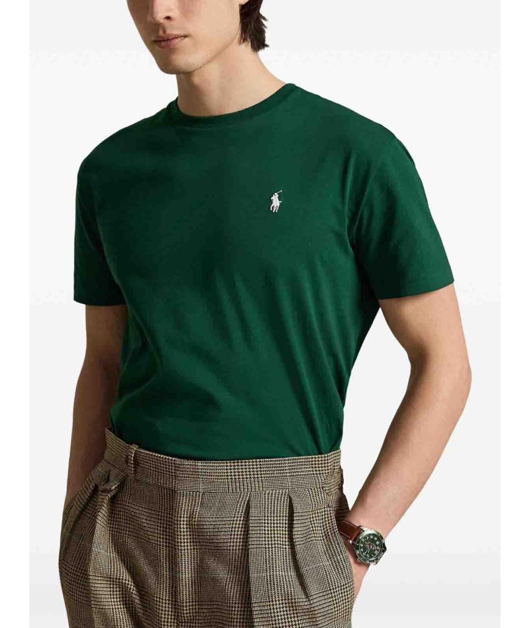 POLO RALPH LAUREN Зеленая хлопковая футболка, фото 2