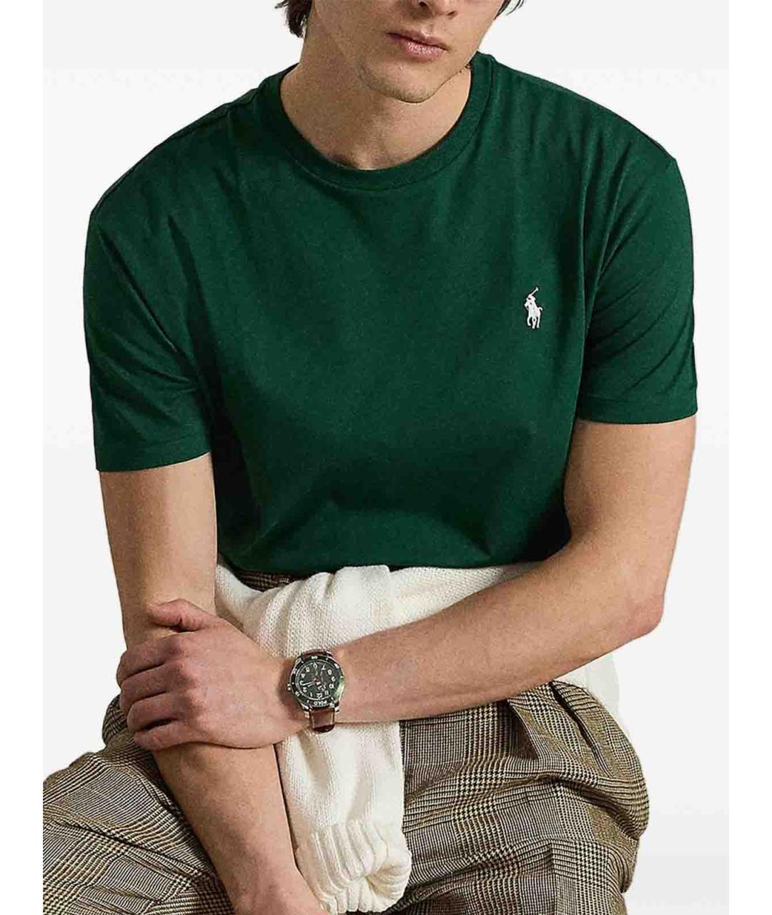 POLO RALPH LAUREN Зеленая хлопковая футболка, фото 3