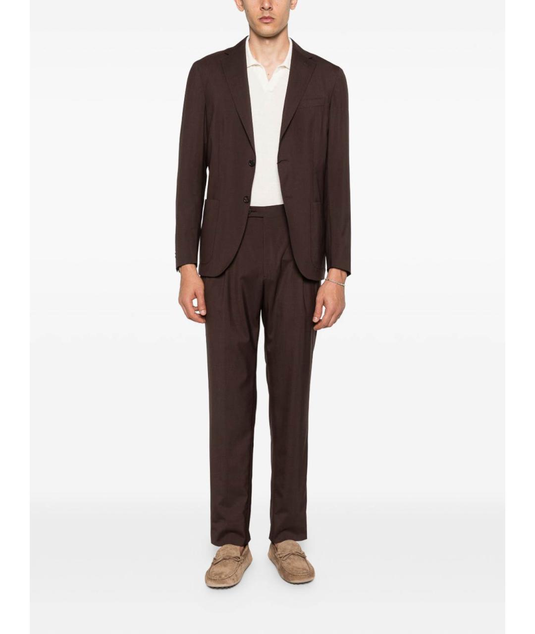 CORNELIANI Коричневые шерстяные классические брюки, фото 3