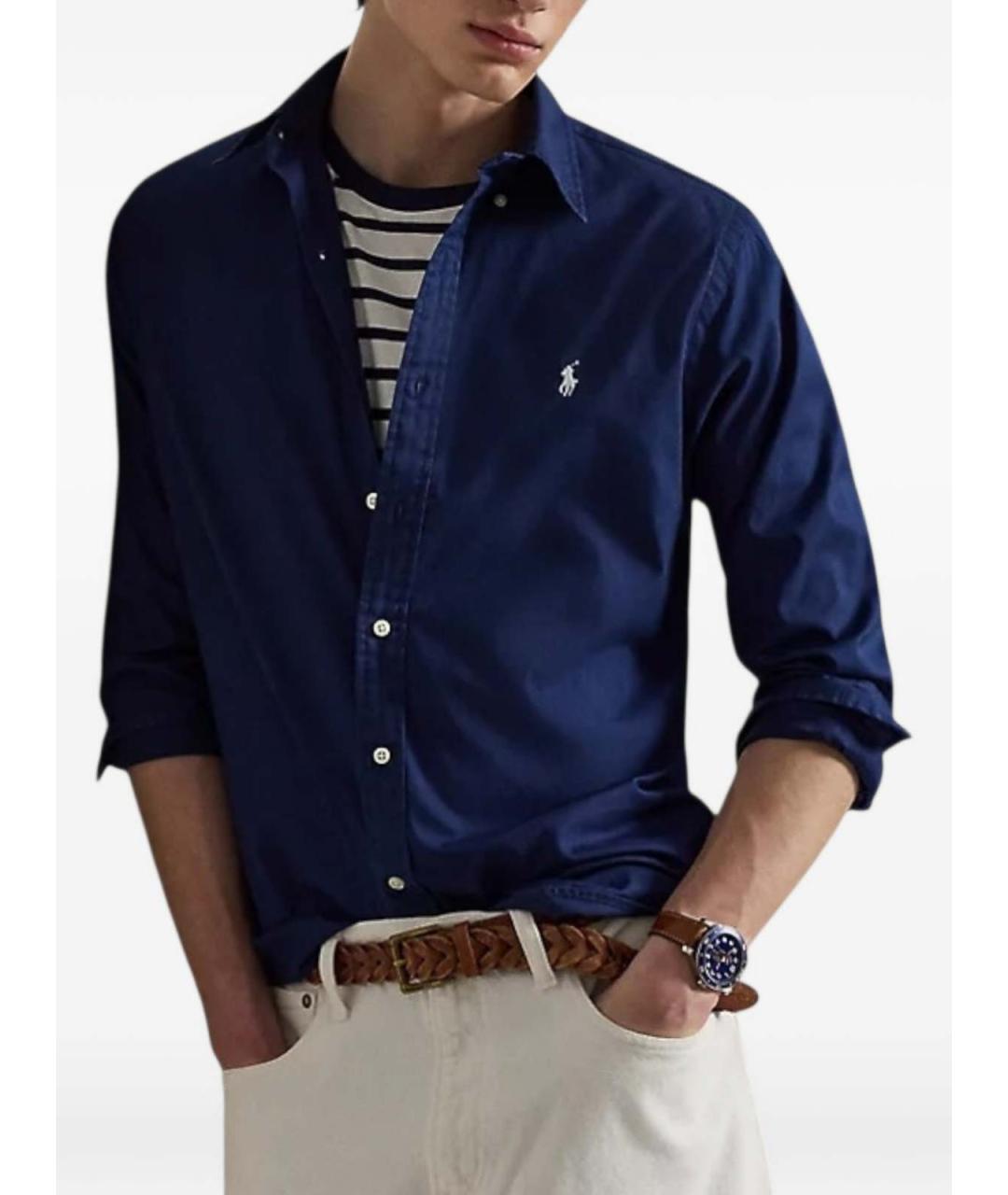 POLO RALPH LAUREN Синяя хлопковая кэжуал рубашка, фото 4