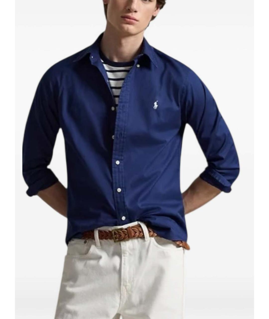 POLO RALPH LAUREN Синяя хлопковая кэжуал рубашка, фото 2