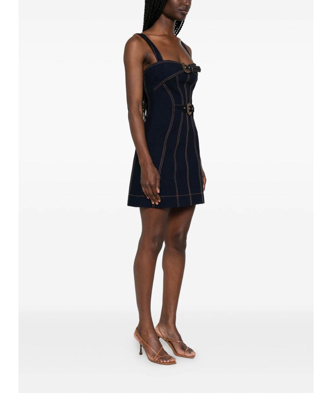 VERSACE JEANS COUTURE Синее хлопковое повседневное платье, фото 2