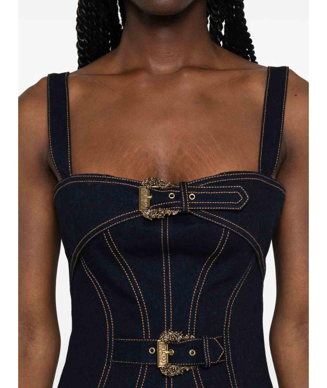 VERSACE JEANS COUTURE Синее хлопковое повседневное платье, фото 3