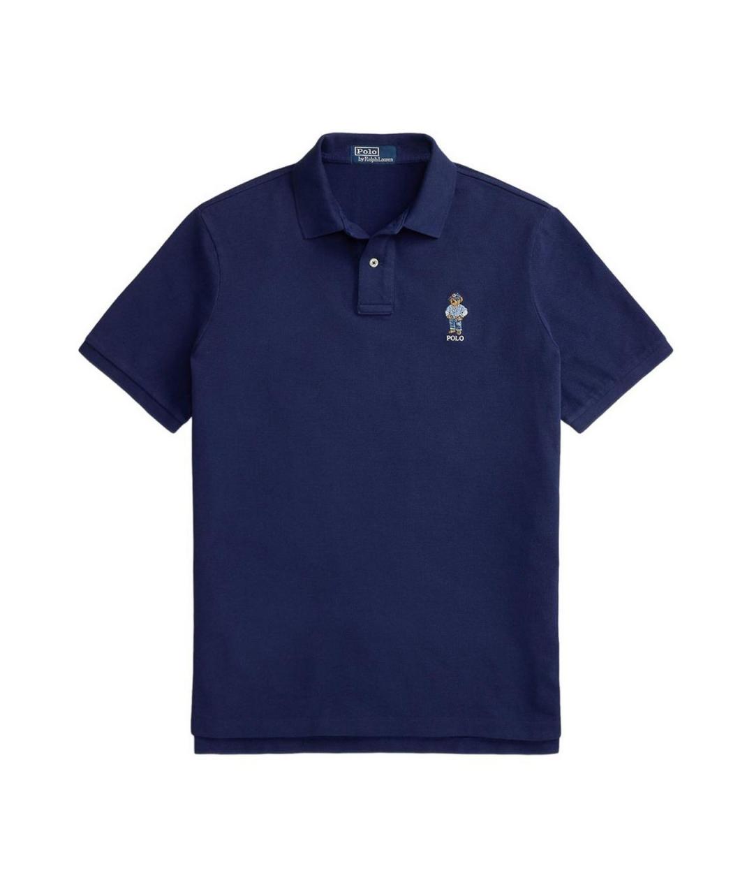 POLO RALPH LAUREN Темно-синее хлопковое поло с коротким рукавом, фото 1