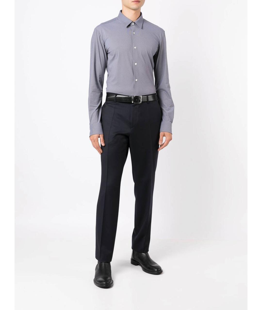 HUGO BOSS Синие шерстяные повседневные брюки, фото 4