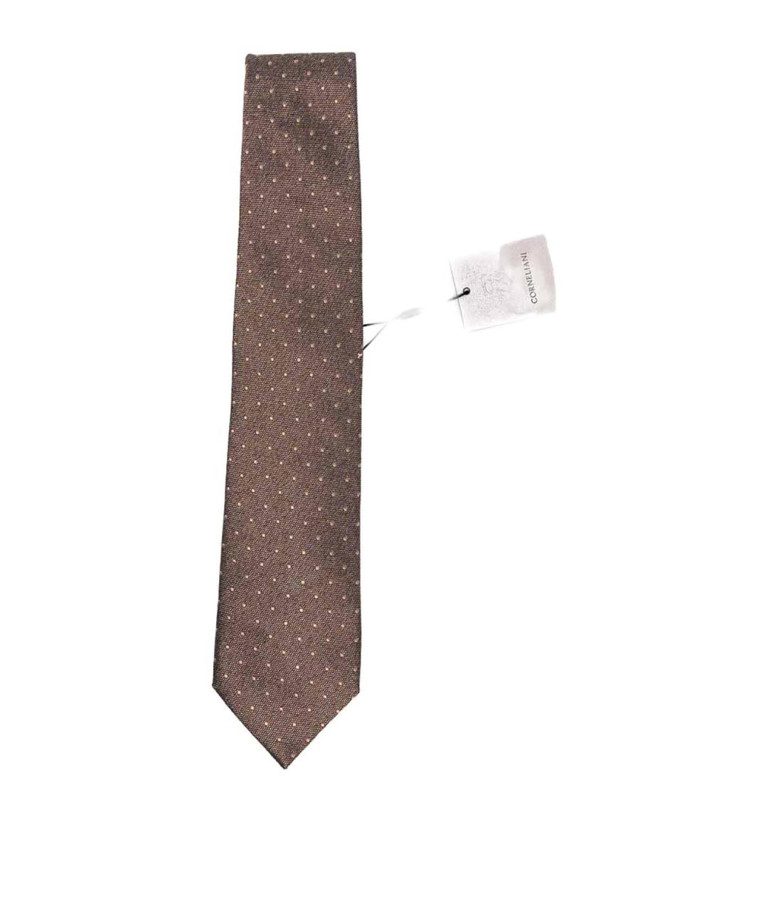 CORNELIANI Коричневый шелковый галстук, фото 1