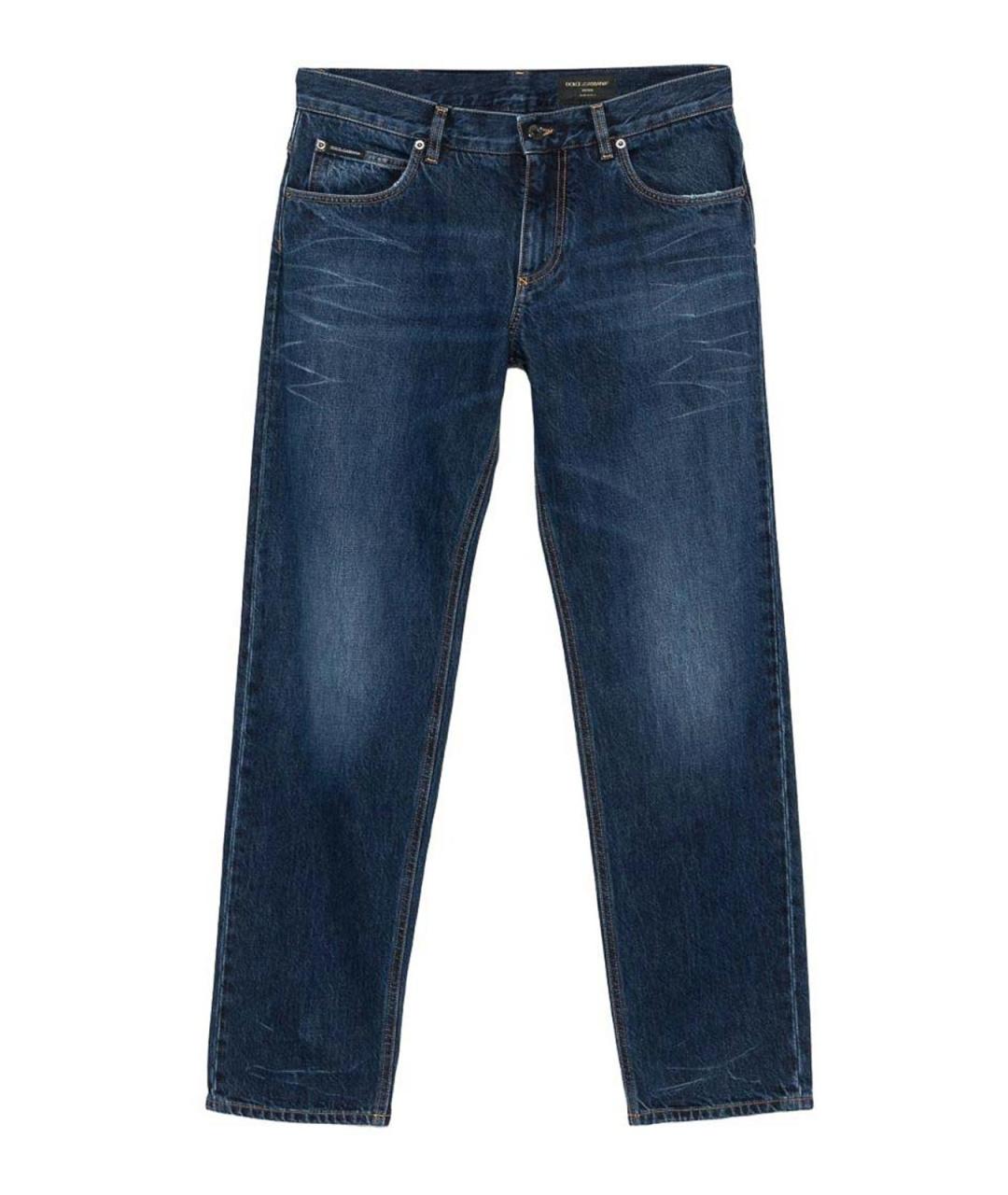 DOLCE&GABBANA Синие хлопковые прямые джинсы, фото 1