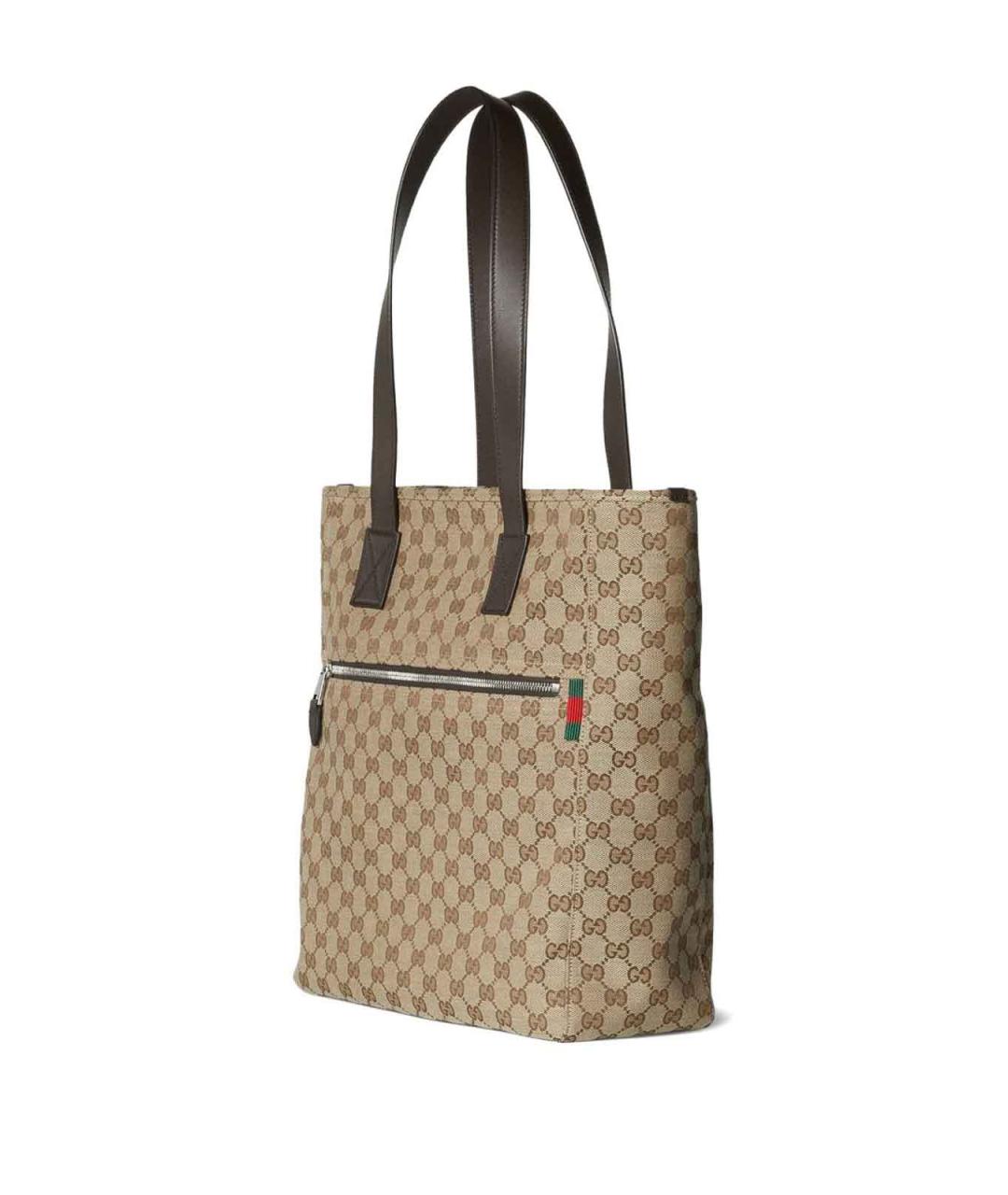 GUCCI Бежевая сумка тоут из канвы, фото 3