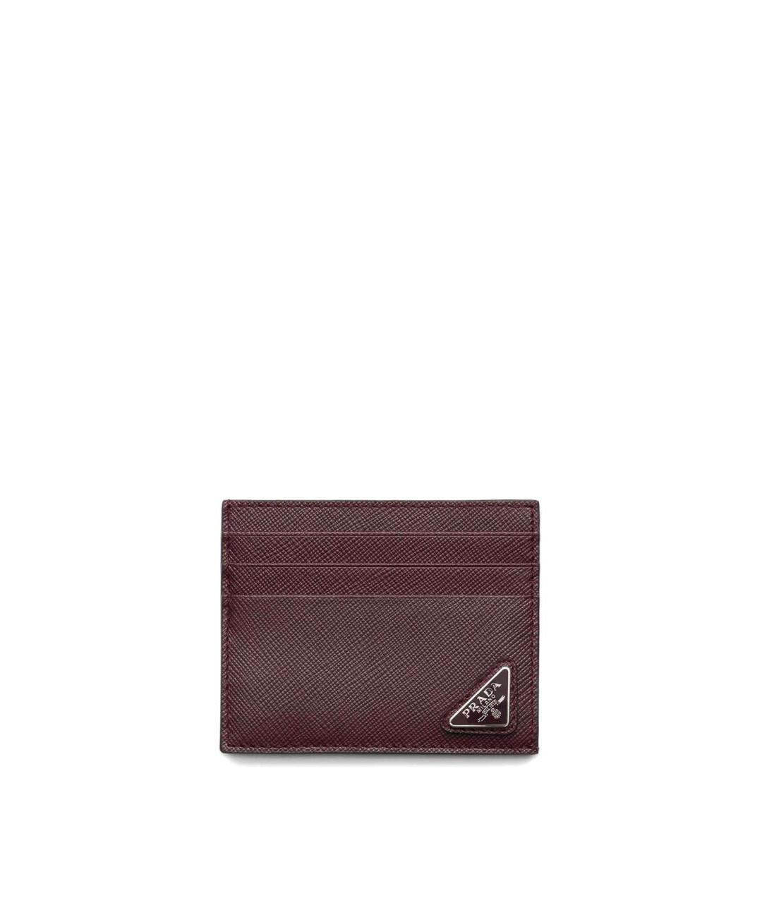 PRADA Бордовый кожаный кардхолдер, фото 1