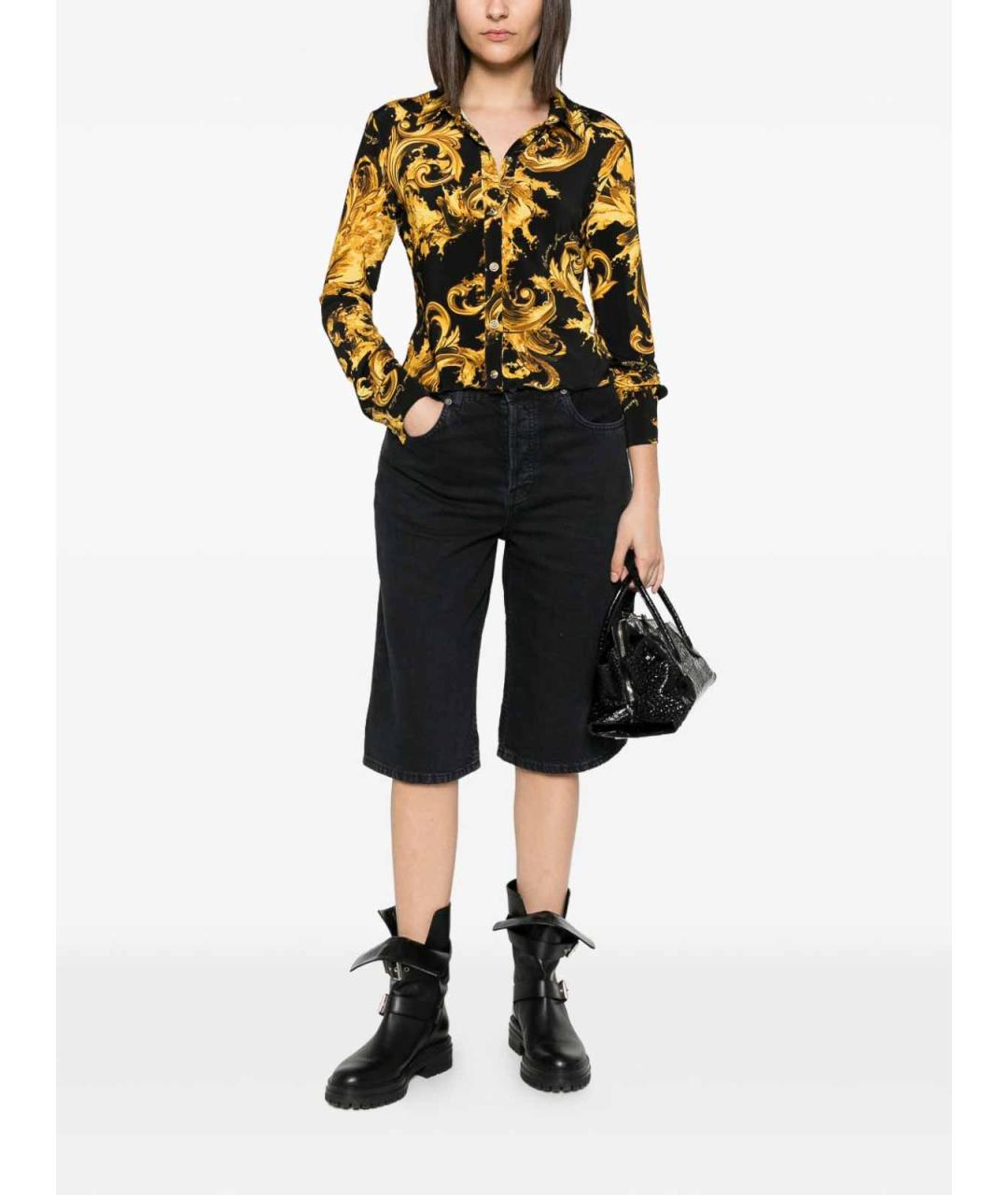 VERSACE JEANS COUTURE Черная вискозная рубашка, фото 5