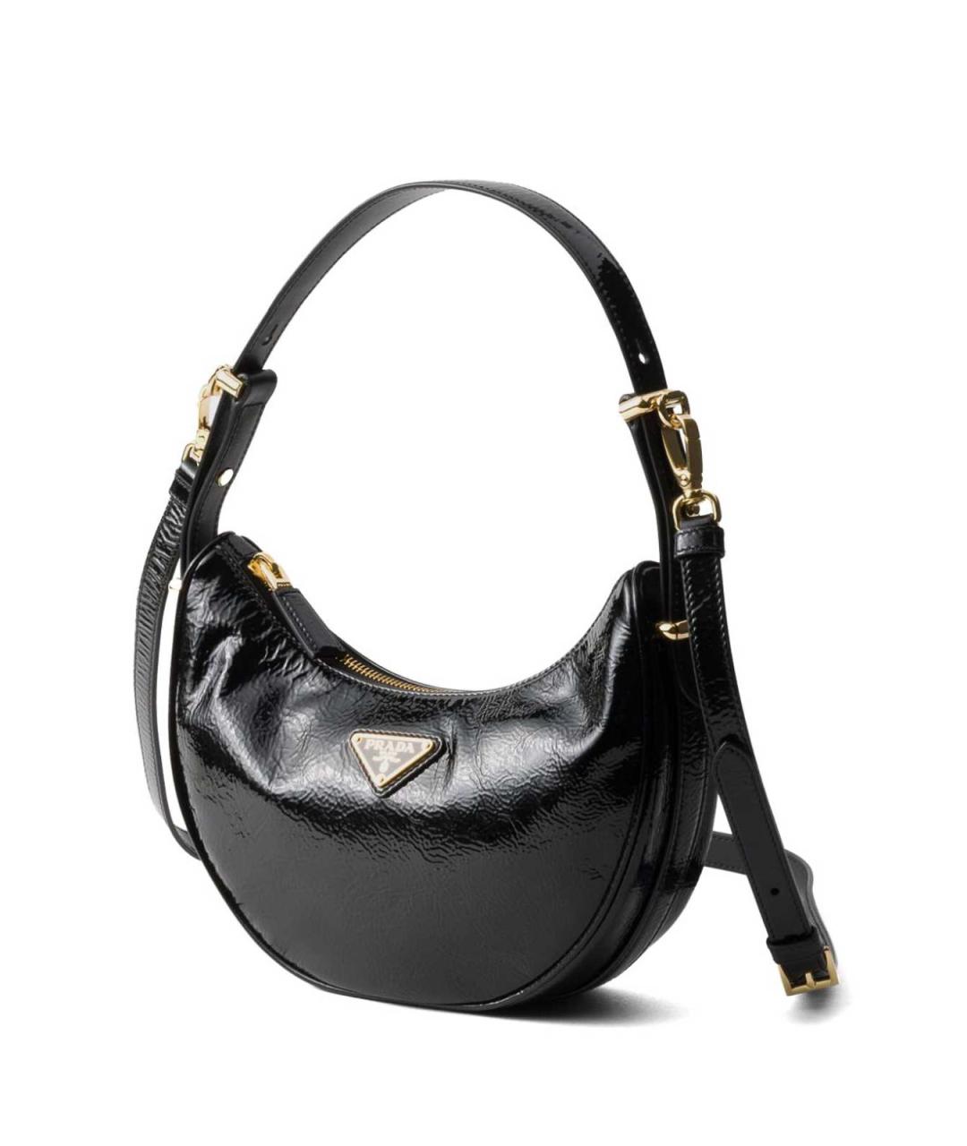 PRADA Черная сумка через плечо из лакированной кожи, фото 3