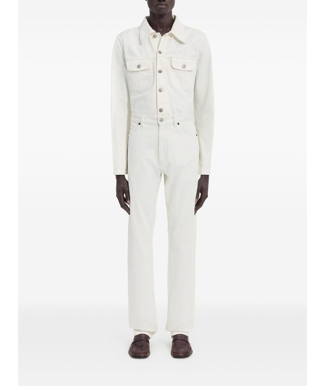 MM6 MAISON MARGIELA Белые хлопковые прямые джинсы, фото 3