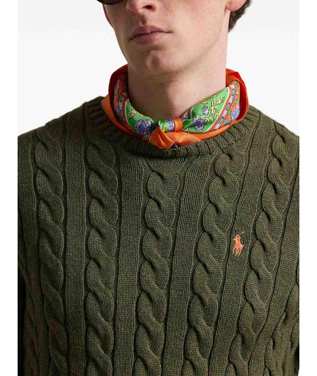 POLO RALPH LAUREN Зеленый хлопковый джемпер / свитер, фото 4