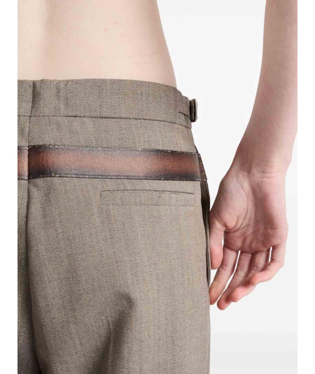 PRADA Коричневые шерстяные прямые брюки, фото 3