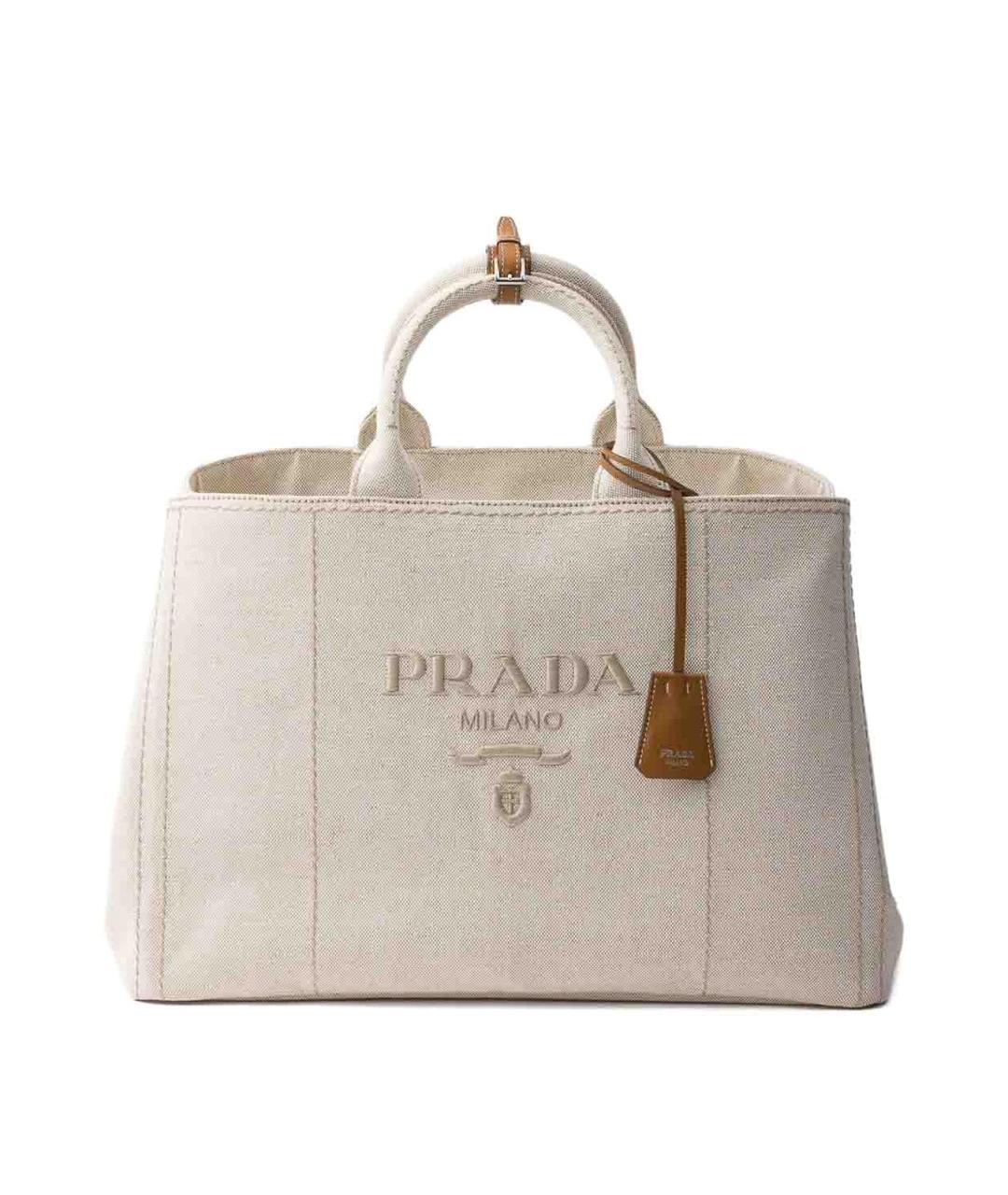 PRADA Бежевая тканевая сумка тоут, фото 1