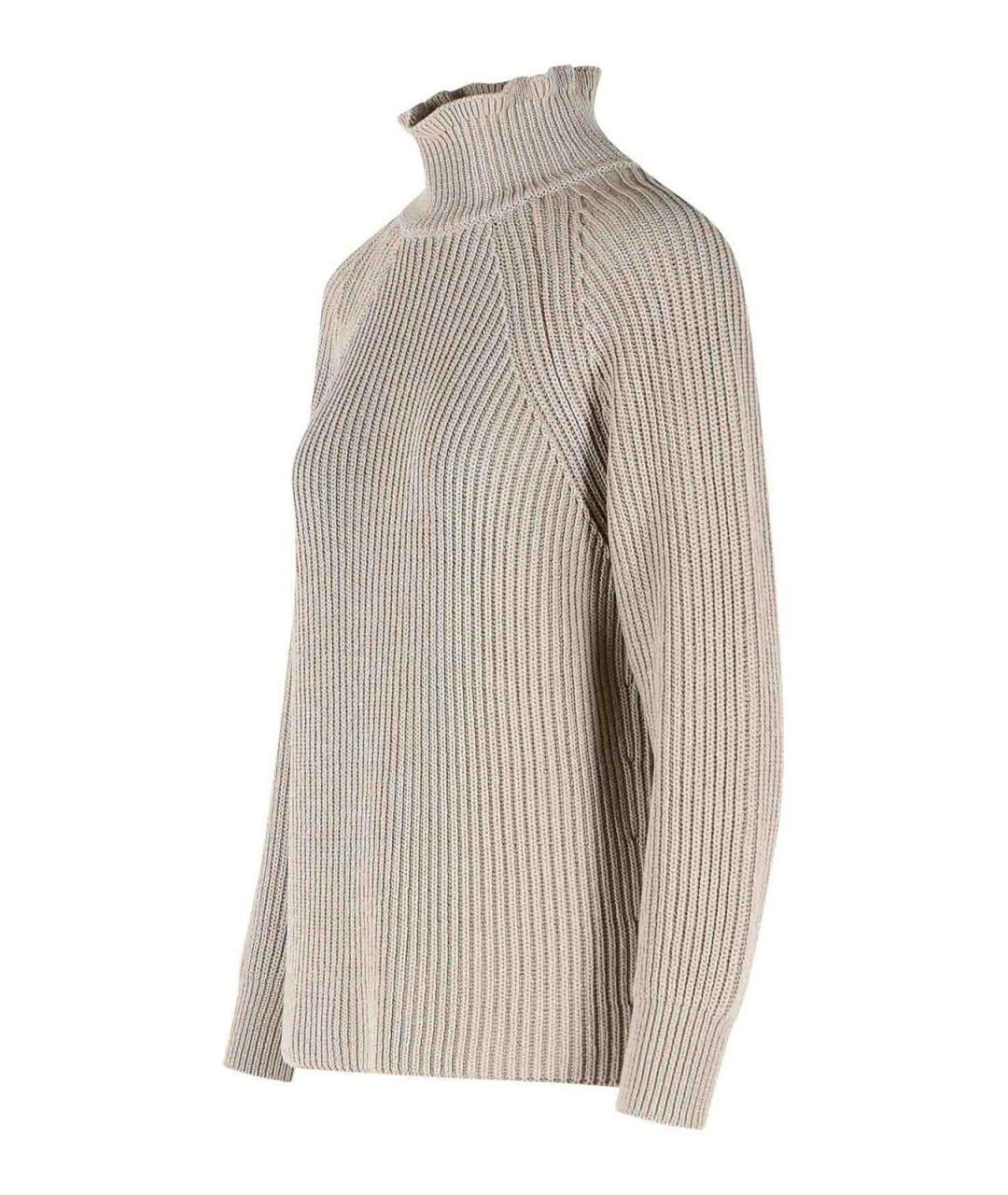 MAX MARA Бежевый хлопковый джемпер / свитер, фото 3