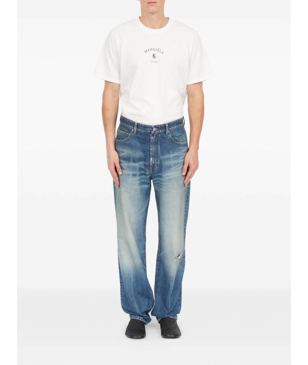 MM6 MAISON MARGIELA Синие хлопковые прямые джинсы, фото 2