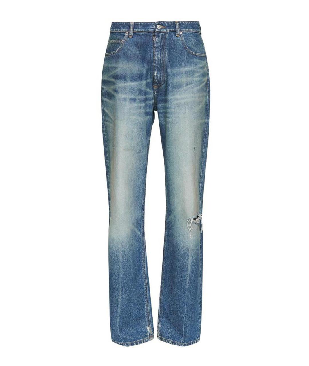 MM6 MAISON MARGIELA Синие хлопковые прямые джинсы, фото 1