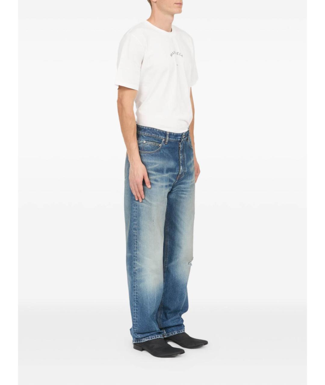 MM6 MAISON MARGIELA Синие хлопковые прямые джинсы, фото 7