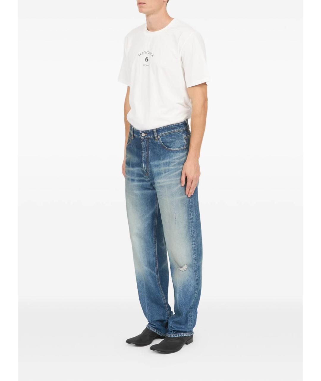 MM6 MAISON MARGIELA Синие хлопковые прямые джинсы, фото 4